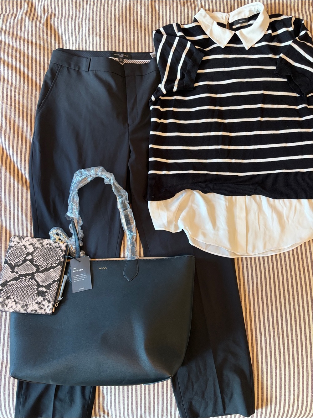 Workwear Bundle - Black BR Trouser, RW&Co Layered Tee, NWTAldo Tote - Size XL/16